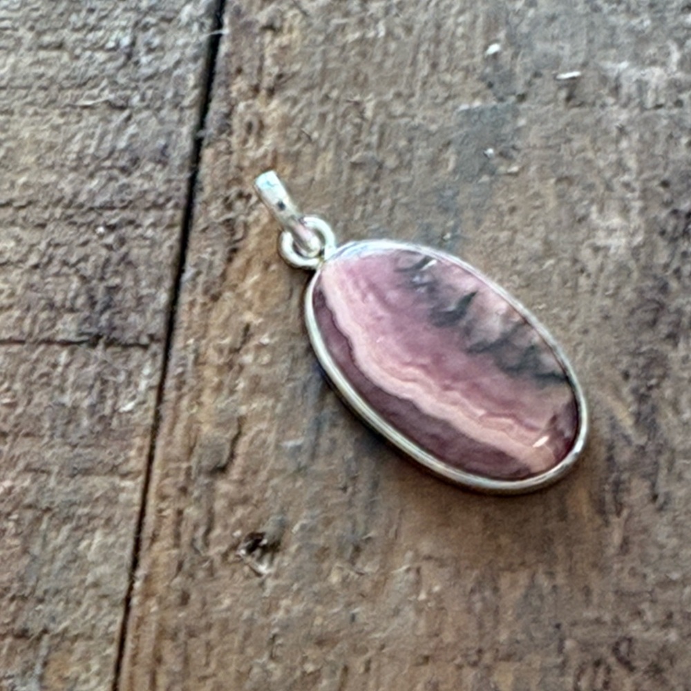 Rhodochrosite Oval Sterling silver pendant